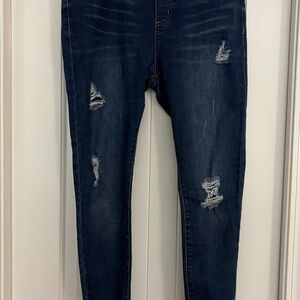 Grace & Lace Dark Blue Distressed Skinny Jeans
